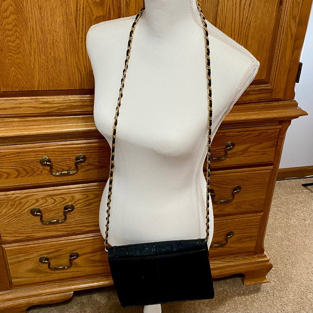 Vintage Saks Fifth Ave Snakeskin Leather Clutch Crossbody Shoulder Bag Vtg 80s - Picture 8 of 16